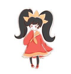 Rule 34 | 1girl, ashley (warioware), big hair, black hair, blush stickers, dotmaru, dress, frilled dress, frills, hairband, image sample, mary janes, nintendo, pantyhose, red dress, red eyes, red footwear, shoes, sleeves past wrists, solo, tumblr sample, twintails, warioware