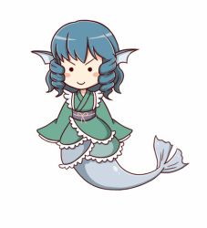 Rule 34 | 1girl, animated, blue hair, fins, fish tail, mermaid, monster girl, simple background, tail, touhou, wakasagihime, white background