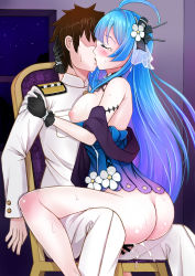 Rule 34 | 1girl, ahoge, ass, azur lane, bar censor, black gloves, black hair, blush, breasts, censored, chair, closed eyes, clothes pull, commander (azur lane), commentary request, commission, cum, cum in pussy, dress, dress pull, evening gown, faceless, faceless male, gloves, hair ornament, helena (azur lane), helena (may i have this dance?) (azur lane), hetero, highres, hug, kiss, long hair, medium breasts, multicolored clothes, multicolored dress, nipples, cum overflow, pixiv commission, sai-go, saliva, saliva trail, sex, shawl, straddling, strapless, strapless dress, tears, upright straddle, vaginal, window