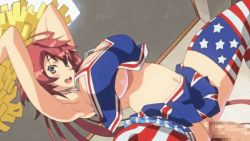 Rule 34 | 1boy, 1girl, ahoge, american flag, animated, animated gif, baku ane ~otouto shibocchau zo!~, blush, bouncing breasts, breasts, censored, cheerleader, cleavage, cowgirl position, crop top, dutch angle, girl on top, green eyes, happy sex, hayasaki yurine, hetero, huge breasts, incest, indoors, long hair, looking at viewer, midriff, miniskirt, mosaic censoring, no bra, no panties, open mouth, penis, pink pineapple, pom pom (cheerleading), pov, red hair, sex, skirt, smile, spread legs, straddling, thighhighs, underboob, united states, vaginal, very long hair