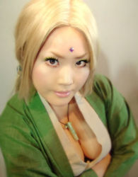 Rule 34 | airbrushed, blonde hair, breasts, cleavage, cosplay, naruto, naruto (series), photo (medium), tsunade (cosplay), tsunade (naruto)