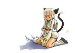 Rule 34 | arc system works, blazblue, blonde hair, cat tail, simple background, tail, taokaka, twintails