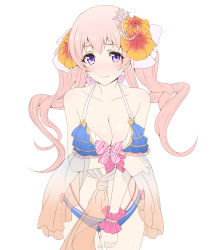 Rule 34 | 1girl, blush, breasts, large breasts, looking at viewer, pink hair, princess connect!, purple eyes, roaru (gyuren), swimsuit, tsumugi (princess connect!), twintails