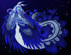 Rule 34 | 1girl, black background, blue eyes, blue hair, blue skin, bright pupils, bubble, colored eyelashes, colored inner hair, colored skin, commission, fins, frilled shirt collar, frills, full body, gills, glaucus atlanticus, grey hair, hands up, head fins, highres, long sleeves, looking at viewer, monster girl, multicolored hair, multicolored skin, original, own hands together, ruteko (ruko220), sea slug girl, short hair, simple background, skeb commission, solo, tentacles, two-tone hair, underwater, white pupils, white skin, wide sleeves