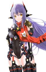 Rule 34 | android, breasts, highleg, highleg leotard, highres, joints, large breasts, leotard, long hair, poppi (xenoblade), poppi qtpi (xenoblade), purple hair, randoruto, red scarf, robot ears, robot joints, scarf, solo, very long hair, xenoblade chronicles (series), xenoblade chronicles 2, yellow eyes
