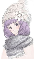 Rule 34 | 1girl, binayu, female focus, hat, patchouli knowledge, perfect cherry blossom, purple eyes, purple hair, scarf, simple background, solo, touhou