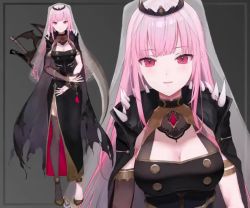 Rule 34 | 1girl, animated, armor, belt, black dress, black nails, bouncing breasts, breasts, capelet, cleavage, detached sleeves, dress, expressionless, head tilt, holding, hololive, hololive english, large breasts, live2d, long hair, megajujube, mori calliope, mori calliope (1st costume), multiple views, nail polish, official art, pauldrons, pink eyes, pink hair, scythe, shoulder armor, shoulder pads, side slit, tiara, torn clothes, veil, video, virtual youtuber, white background, yukisame