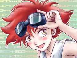 Rule 34 | 00s, 1990s (style), 2004, blush stickers, cowboy bebop, edward wong hau pepelu tivrusky iv, goggles, lowres, red hair, retro artstyle, short hair, solo
