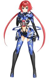 Rule 34 | 1girl, aqua eyes, ballet boots, black bodysuit, blue bodysuit, bodysuit, clothing cutout, engine, frown, full body, game cg, hand on own chest, headlight, kurogin, looking at viewer, mecha musume, multicolored bodysuit, multicolored clothes, navel, nissan, nissan gt-r (r35) (syanago collection), official art, red hair, short hair with long locks, simple background, spoiler (automobile), stomach cutout, syanago collection, tachi-e, thigh cutout, transparent background, wheel