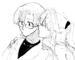 Rule 34 | 1boy, 1girl, age difference, aida kensuke, closed eyes, couple, evangelion: 3.0+1.0 thrice upon a time, glasses, hand on another&#039;s shoulder, highres, kiss, long hair, neon genesis evangelion, rebuild of evangelion, sitting, souryuu asuka langley, twintails