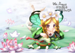 Rule 34 | barefoot, butterfly wings, fairy, flower, frog, insect wings, kazami haruki, lotus, mercedes (odin sphere), odin sphere, pointy ears, puff and slash sleeves, puffy shorts, puffy sleeves, shorts, solo, wings