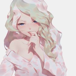 Rule 34 | 10s, 1girl, blonde hair, blue eyes, diana cavendish, highres, little witch academia, long hair, looking at viewer, maredoro, open mouth, shirt, simple background, smile, solo, white background