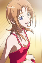 Rule 34 | 10s, 1girl, areola slip, blue eyes, breasts, brown hair, cleavage, cocktail dress, dress, eyebrows, haruyama kazunori, houjou maria, jewelry, necklace, precure, small breasts, smile, solo, suite precure
