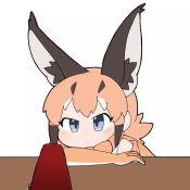 Rule 34 | 1girl, animal ear fluff, animal ears, animated, black hair, blue eyes, bow, bowtie, caracal (kemono friends), commentary, ear wiggle, elbow gloves, extra ears, gloves, head rest, kemono friends, looping animation, metronome, multicolored hair, orange hair, simple background, solo, taro (tontaro), traditional bowtie, video, white background