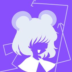 Rule 34 | 1girl, :d, animal ears, blue theme, dowsing rod, highres, limited palette, maskin mei, mouse ears, mouse girl, nazrin, no eyes, open mouth, portrait, short hair, silhouette, smile, solo, touhou