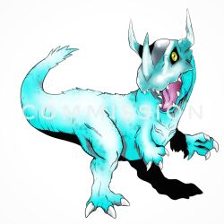 Rule 34 | digimon, digimon (creature), greymon, highres, ice, original, simple background, solo, tyrannosaurus rex, white background