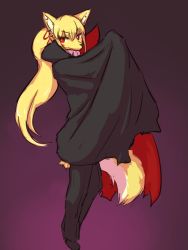 Rule 34 | blonde hair, copyright request, fox, furry, halloween, halloween costume, long hair, ohakotome, ponytail, red eyes