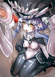Rule 34 | 10s, 1girl, abyssal ship, bad id, bad pixiv id, blush, bodysuit, breasts, bukkake, cape, cum, cum on body, cum on breasts, cum on hair, cum on upper body, facial, gloves, highres, kantai collection, large breasts, long hair, monster, open mouth, pale skin, penis, personification, silver hair, solo, taishi (artist), taishi (picchiridou), tentaclejob, tongue, tongue out, wo-class aircraft carrier, yellow eyes