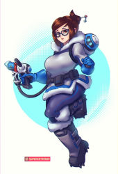 Rule 34 | 1girl, blizzard (company), glasses, gun, mei (overwatch), overwatch, overwatch 1, solo, supersatanson, tagme, weapon