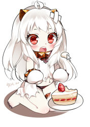 Rule 34 | 10s, 1girl, abyssal ship, ahoge, ahoge wag, bad id, bad pixiv id, bandaid, black panties, blush, cake, crossed bandaids, dress, expressive hair, feeding, food, fruit, heart, heart-shaped pupils, horns, kantai collection, long hair, mittens, mvv, northern ocean princess, open mouth, panties, pointer, red eyes, silver hair, sitting, solo, strawberry, symbol-shaped pupils, torn clothes, torn dress, underwear, very long hair, wariza, white dress