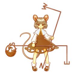 Rule 34 | 1girl, animal ears, bad id, bad pixiv id, basket, female focus, grey hair, jewelry, mouse (animal), mouse ears, mouse tail, nazrin, pendant, red eyes, short hair, simple background, solo, souri, tail, touhou, white background