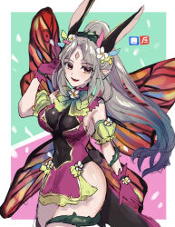Rule 34 | 1girl, butterfly wings, crown of thorns, diamond facial mark, facial mark, fairy, fairy wings, fire emblem, fire emblem heroes, forehead mark, hair vines, highres, insect wings, leon0630claude, nintendo, plant, plant hair, plumeria (fire emblem), pointy ears, thorns, vines, wings