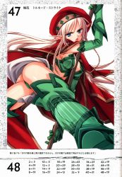 Rule 34 | 1girl, absurdres, alleyne (queen&#039;s blade), alleyne (queen's blade), ass, beret, blonde hair, blue eyes, boots, braid, breasts, cape, cleavage, elbow gloves, elf, fighting master alleyne, gloves, green footwear, hat, highres, leaf print, long hair, matsuryuu, medium breasts, midriff, open mouth, panties, pointy ears, polearm, print panties, queen&#039;s blade, side braid, skirt, solo, thigh boots, thighhighs, thong, underwear, weapon