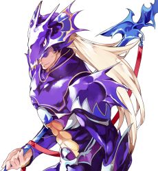 Rule 34 | 1990s (style), 1boy, armor, blonde hair, cain highwind, dragoon, dragoon (final fantasy), final fantasy, final fantasy iv, hat over eyes, helmet, long hair, male focus, polearm, smile, solo, sumi keiichi, transparent background, weapon
