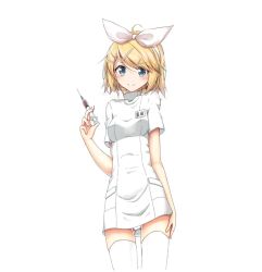 Rule 34 | artist request, cowboy shot, hand on own thigh, kagamine rin, solo, source request, tagme, vocaloid, white background