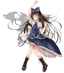Rule 34 | 1girl, boots, bow, brown hair, cross-laced footwear, female focus, hair bow, lace-up boots, long hair, solo, star sapphire, tears, torn wings, touhou, tsukishiro saika, wings, yellow eyes