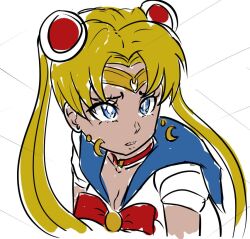 Rule 34 | 1girl, bishoujo senshi sailor moon, blonde hair, blue eyes, doodle, lummypixith, sailor moon, school uniform, sketch, tsukino usagi, twintails, unfinished