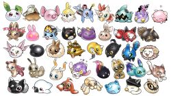 Rule 34 | absurdres, baby, beak, cat, digimon, digimon (creature), highres, horns, open mouth, original, pacifier, sheep, simple background, white background, wings, yellow eyes