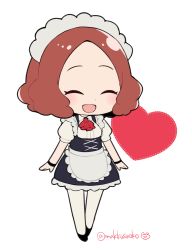 Rule 34 | &gt; &lt;, 10s, 1girl, :d, > <, ^ ^, alternate costume, apron, ascot, blush, brown eyes, brown hair, closed eyes, commentary request, do m kaeru, enmaided, closed eyes, heart, maid, maid apron, maid headdress, okumura haru, open mouth, pantyhose, persona, persona 5, puffy sleeves, short hair, skirt, smile, solo, twitter username, underbust, waist apron, white pantyhose, wristband, xd
