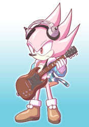 Rule 34 | cat tail, crossover, furry, furry male, fusion, guitar, headphones, hood, hoodie, instrument, name connection, nitroplus, pom pom (clothes), red eyes, solo, sonic (series), sonic the hedgehog, stmk64, super sonic, super sonico, tail