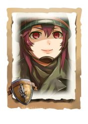 Rule 34 | 1girl, closed mouth, company of heroes, hair between eyes, hat, helmet, military, military hat, military uniform, original, portrait, red eyes, red hair, smile, solo, uniform, united states army, v-shaped eyebrows, world war ii, zhainan s-jun