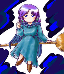 Rule 34 | 1990s (style), akazukin chacha, broom, purple hair, sitting, yakko
