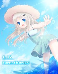 Rule 34 | 1girl, blonde hair, blue eyes, dress, hat, highres, little busters!, long hair, miyoshi yun, noumi kudryavka, outstretched arms, spread arms