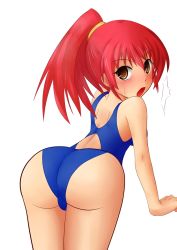 ass brown_eyes competition_swimsuit looking_back mushin one-piece_swimsuit original ponytail red_hair solo swimsuit