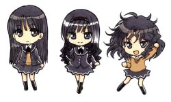 Rule 34 | 3girls, amagami, ayatsuji tsukasa, black hair, chibi, morishima haruka, multiple girls, sakiran densha, school uniform, tanamachi kaoru, yukikoma