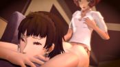 Rule 34 | 2girls, 3d, amateurthrowaway, animated, ass, blurry, braid, brown hair, crown braid, depth of field, dildo, doggystyle, looping animation, lying, multiple girls, niijima makoto, okumura haru, on stomach, persona, persona 5, red eyes, sex, sex from behind, sex toy, shin megami tensei, sound, source request, strap-on, video, video, yuri