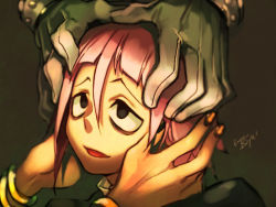 Rule 34 | 00s, androgynous, bangle, black eyes, bracelet, crona (soul eater), empew, empty eyes, face, fingernails, gender request, gloves, hair between eyes, hands on another&#039;s face, jewelry, looking up, medusa gorgon, nail polish, open mouth, pink hair, ragnarok (demon sword), short hair, soul eater, striped clothes, striped gloves
