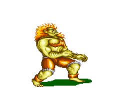 Rule 34 | 1990s (style), animated, animated gif, blanka, capcom, chest hair, colored skin, green skin, lowres, male focus, orange hair, shorts, street fighter