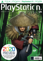 Rule 34 | 1boy, 2019, architecture, armor, bamboo, beard, commentary, cover, dated, david nakayama, east asian architecture, english commentary, english text, facial hair, game console, ghost of tsushima, hat, highres, japan, japanese armor, japanese clothes, katana, magazine (object), magazine cover, male focus, official art, official style, playstation 4, production art, promotional art, sakai jin, samurai, signature, sword, tree, video game, weapon, western comics (style)