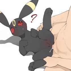 Rule 34 | 1boy, 1girl, ?, @ @, anal, animal ears, animal hands, animal nose, bestiality, blush, creatures (company), cum, cum in ass, deep penetration, ejaculation, furry, furry female, furry with non-furry, game freak, gen 2 pokemon, hetero, highres, hypnosis, interspecies, leg grab, leg up, lying, mind control, missionary, nintendo, nude, on back, orgasm, penis, pokemon, pokemon (creature), pokephilia, pussy, rape, red eyes, sex, shadow, simple background, size difference, spread legs, sweatdrop, umbreon, uncensored, white background, youjo modoki