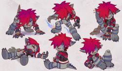 Rule 34 | 1boy, :3, all fours, alternate form, blue eyes, drooling, fangs, hair over one eye, hood, hoodie, jewelry, kingdom hearts, kingdom hearts iii, lying, necklace, on back, open clothes, open hoodie, pointy ears, red hair, sleeping, sora (kingdom hearts), spiked hair, tail, uzucake