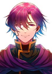 Rule 34 | 1boy, bad id, bad twitter id, canas, cape, fire emblem, fire emblem: the blazing blade, hair over one eye, highres, hzk (ice17moon), looking at viewer, male focus, monocle, nintendo, portrait, purple eyes, simple background, smile, solo, white background