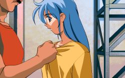 Rule 34 | 1990s (style), 1boy, 1girl, 2 shot diary 2, blue hair, game cg, may-be soft, pc98, retro artstyle, tagme, youko (2 shot diary 2)