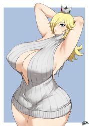 Rule 34 | 1girl, absurdres, batako (batakoart), breasts, cleavage, curvy, highres, huge breasts, mario (series), nintendo, rosalina, smile, solo, thick thighs, thighs, wide hips