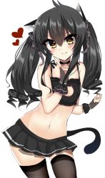 Rule 34 | 1girl, animal ears, animal print, bad id, bad pixiv id, black bra, black choker, black gloves, black skirt, black thighhighs, blush, bow, bra, brown eyes, cat cutout, cat ears, cat girl, cat lingerie, cat tail, choker, cleavage cutout, closed mouth, clothing cutout, contrapposto, cowboy shot, female focus, fingerless gloves, fishnet gloves, fishnets, frilled bra, frills, gloves, grey bow, hair between eyes, head tilt, heart, highres, idolmaster, idolmaster cinderella girls, index finger raised, kemonomimi mode, leopard print, long hair, looking at viewer, matoba risa, meme attire, miniskirt, navel, no shirt, pleated skirt, print bow, ricroot, ringlets, simple background, skirt, smile, solo, standing, tail, thighhighs, twintails, underwear, white background, zettai ryouiki