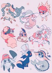 Rule 34 | black eyes, bonnet, bright pupils, brown eyes, bucket hat, closed mouth, clothed pokemon, creatures (company), eevee, espeon, flareon, flower, game freak, gen 1 pokemon, gen 2 pokemon, gen 4 pokemon, gen 6 pokemon, glaceon, green ribbon, grey headwear, hat, hat ribbon, highres, jolteon, leafeon, nintendo, no humans, oharu-chan, one eye closed, pokemon, pokemon (creature), ribbon, smile, sun hat, sylveon, tam o&#039; shanter, top hat, umbreon, vaporeon, white pupils